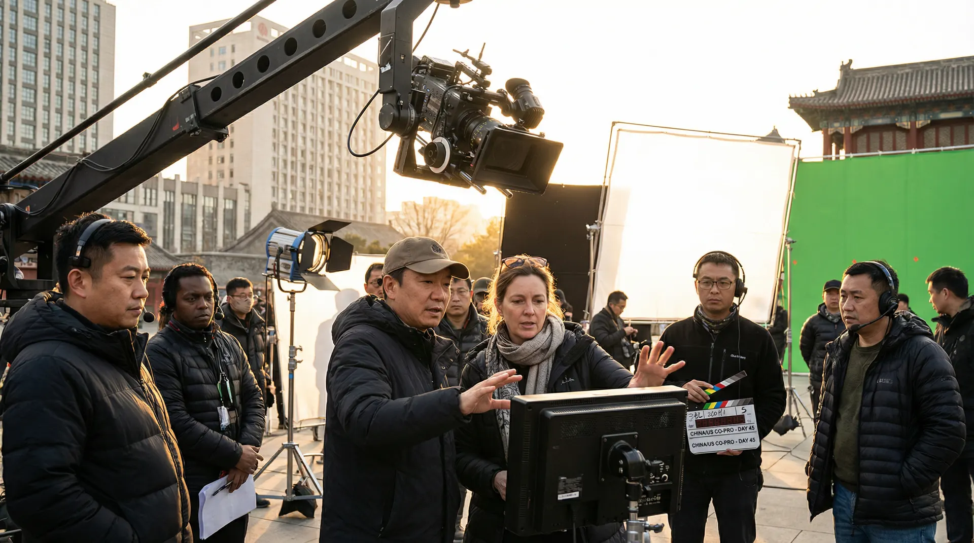 国产视频与国际影视团队合作拍摄现场